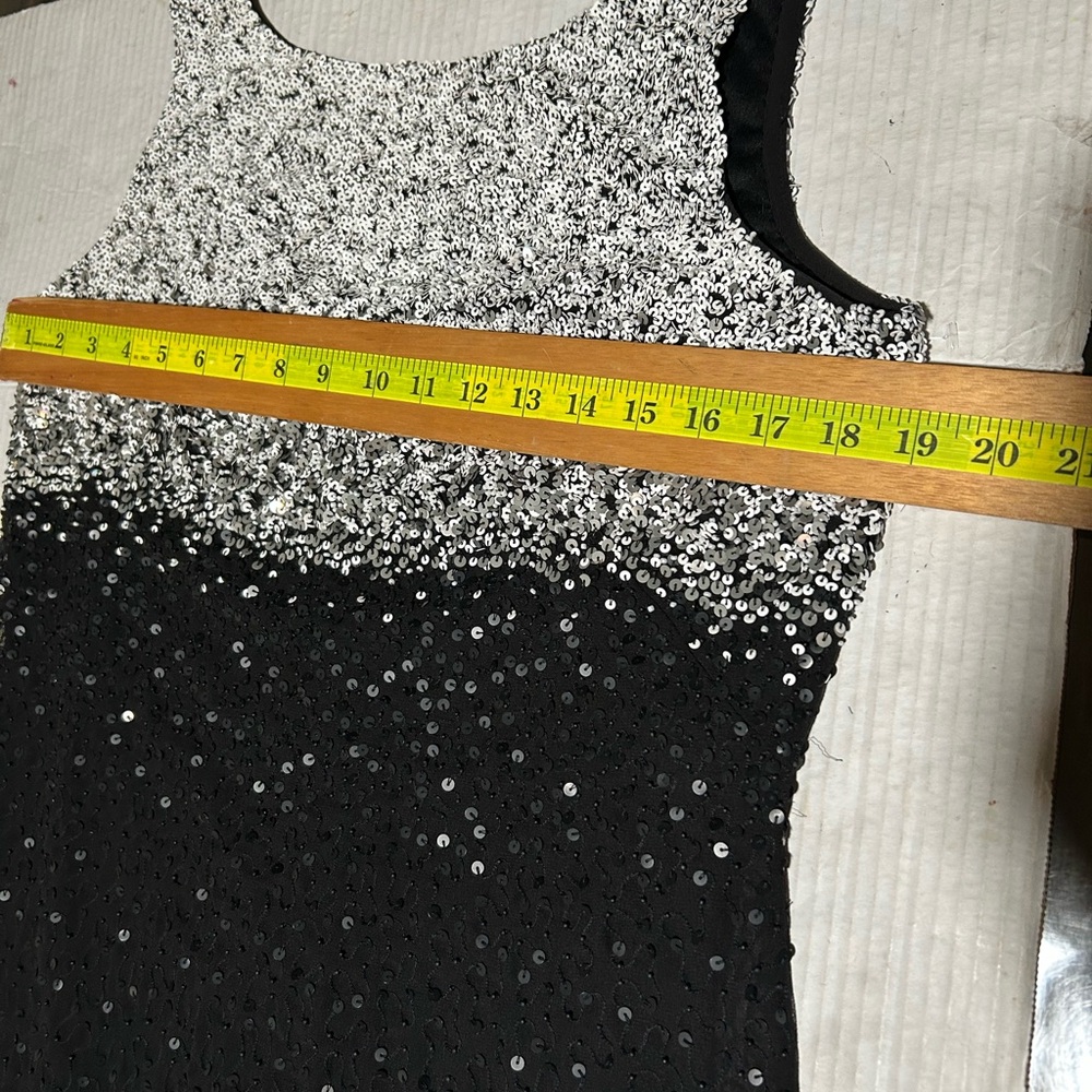 Polo by Ralph Lauren Silver Black Sequin Bodycon Midi Dress - Picture 10 of 14